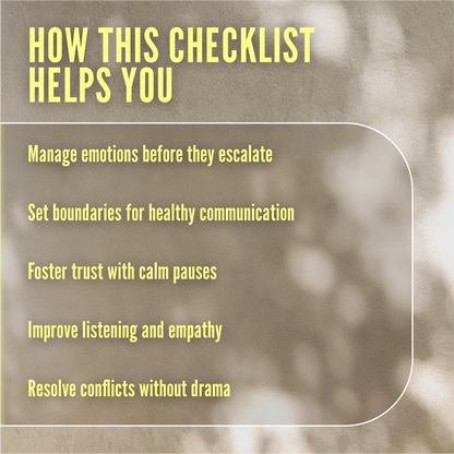 The Calm Break Checklist for Cooling Off Without Drama: How to Take a Break Without Escalation