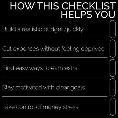 Quick & Easy Money-Saving Checklist | How to Save Money Fast Digital Checklist for Budgeting, Cutting Expenses & Boosting Income