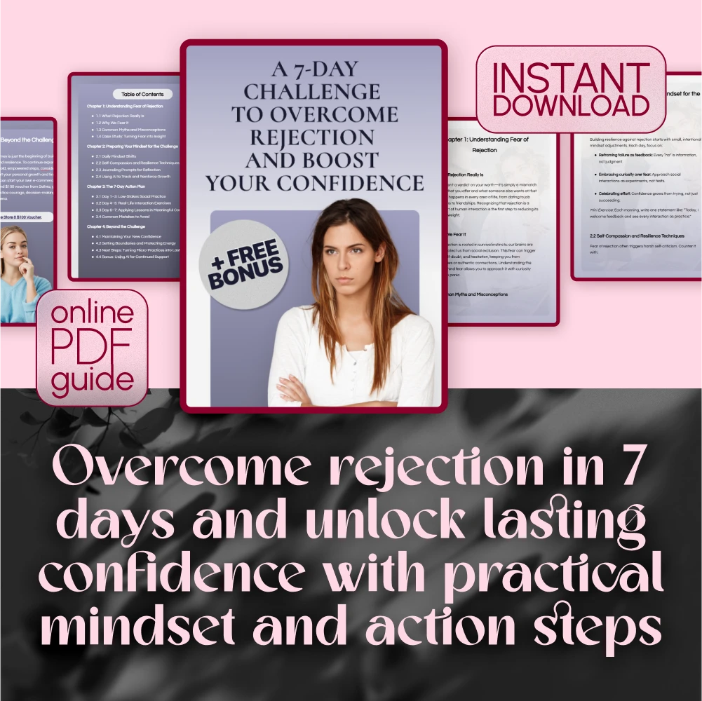 A 7-Day Challenge to Overcome Rejection and Boost Your Confidence | Self-Help Digital Guide | Overcome Fear of Rejection: 7-Day Challenge eBook