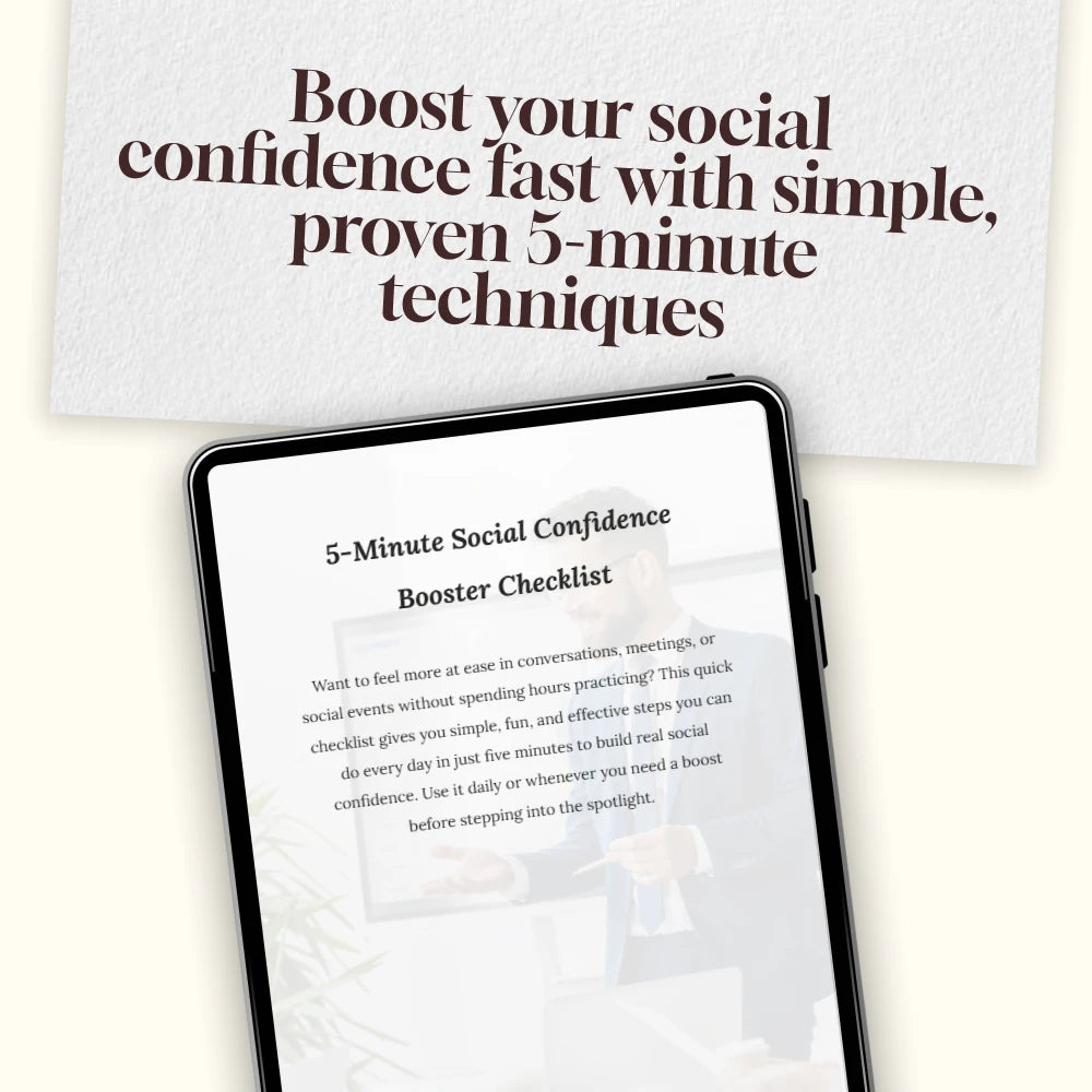5-Minute Social Confidence Booster Checklist | Instant Digital Download | How to Build Social Confidence in 5 Minutes a Day | Printable Self-Growth Guide for Confidence and Conversations