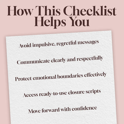 Closure Scripts Cheat Sheet | Scripts for Closure After Ghosting | Digital Download Checklist for Healing, Boundaries & Self-Reflection