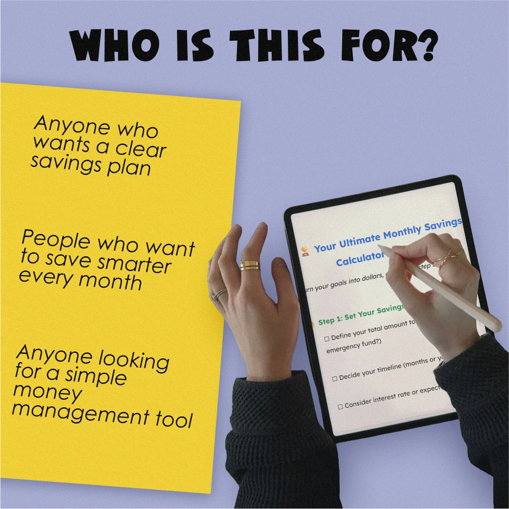 Your Ultimate Monthly Savings Calculator Checklist | How Much to Save Per Month Calculator | Budget & Savings Planning Guide Printable