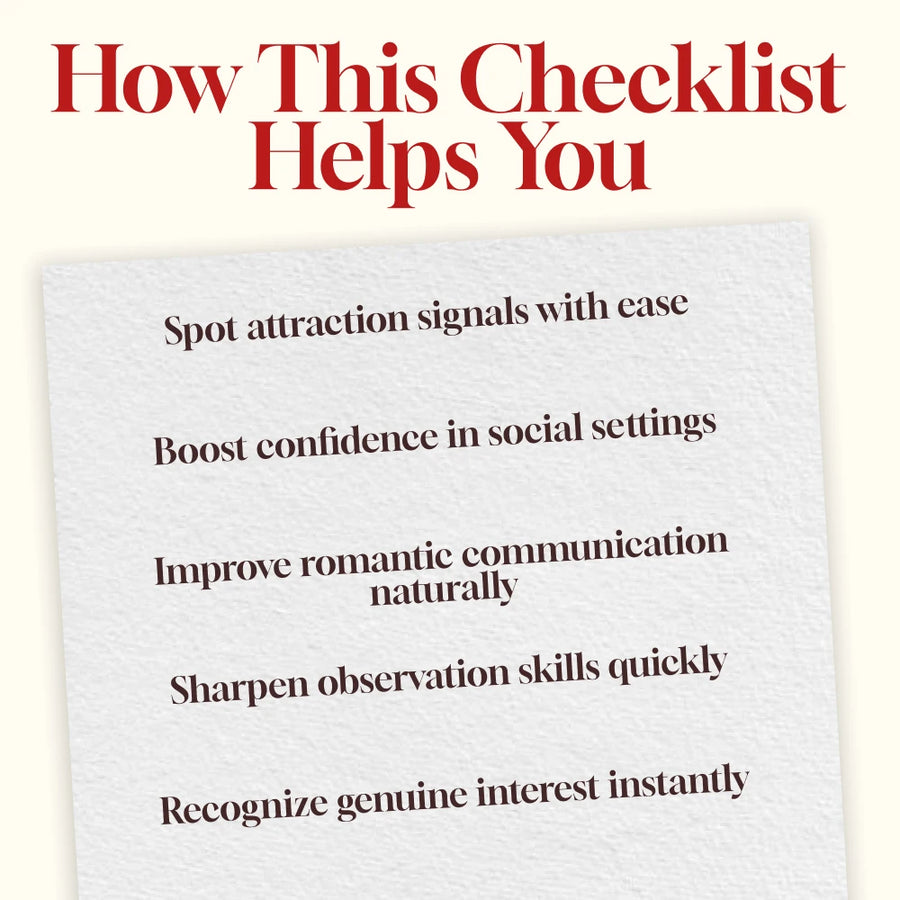 10 Positive Body Language Signs of Attraction: The Checklist | Printable Digital Download | Attraction Guide & Dating Confidence eBook