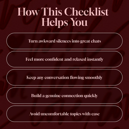 Spark That First Date: The Ultimate Conversation Starter Checklist | First Date Tips | Conversation Starters for First Dates | Dating Guide | Digital Download