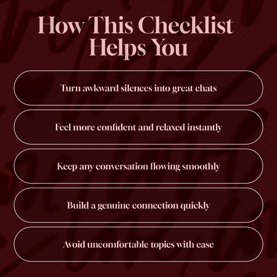 Spark That First Date: The Ultimate Conversation Starter Checklist | First Date Tips | Conversation Starters for First Dates | Dating Guide | Digital Download