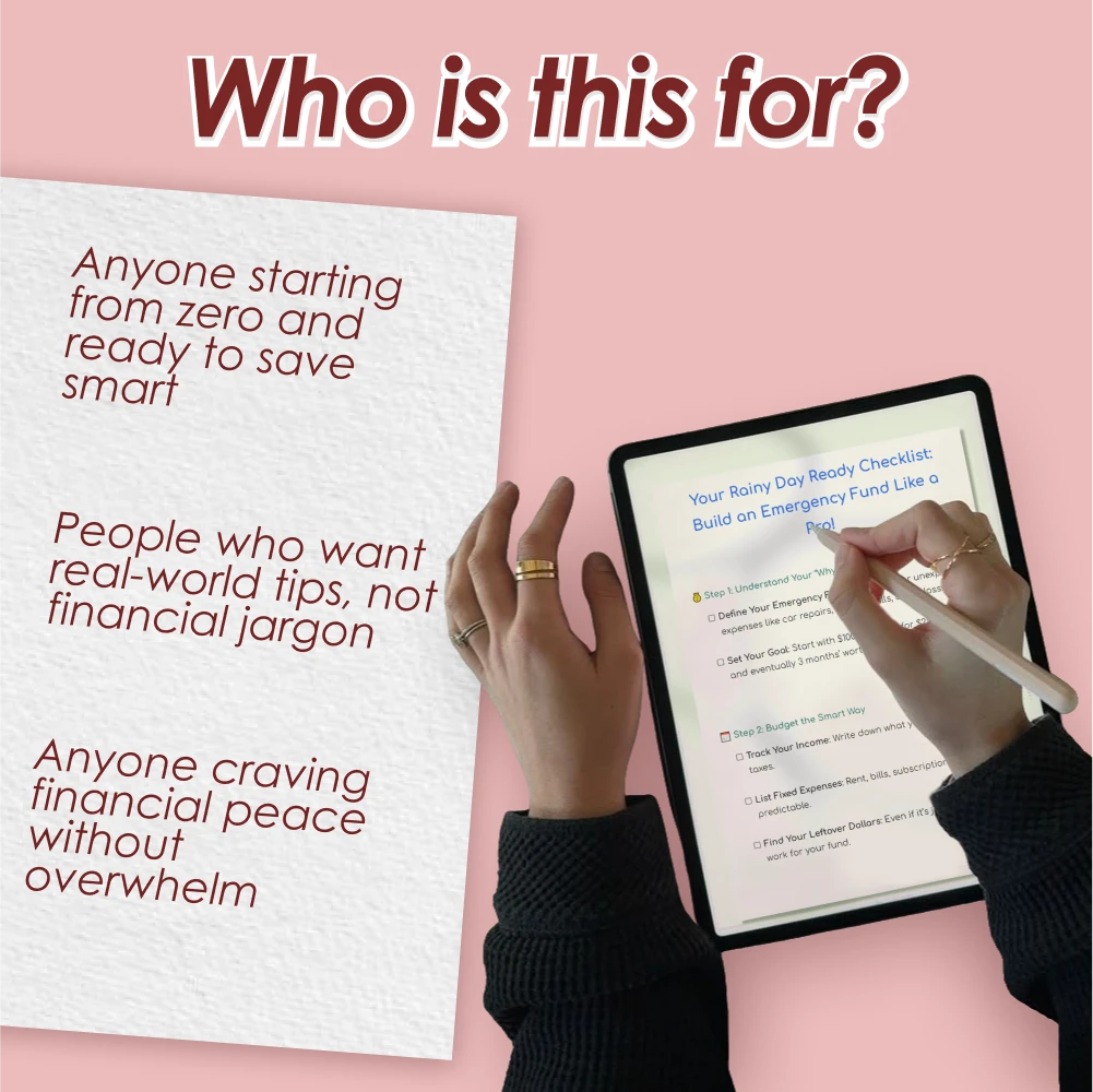 Your Rainy Day Ready Checklist: Build an Emergency Fund Like a Pro! | Emergency Fund for Low Income Budgeters, Printable & Digital Download