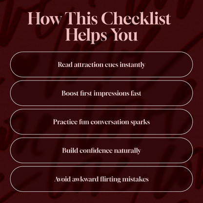 Flirting Body Language Checklist | Digital Download Guide for Confident Connections, Dating & Social Skills