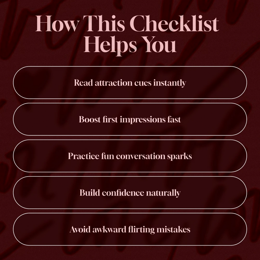 Flirting Body Language Checklist | Digital Download Guide for Confident Connections, Dating & Social Skills