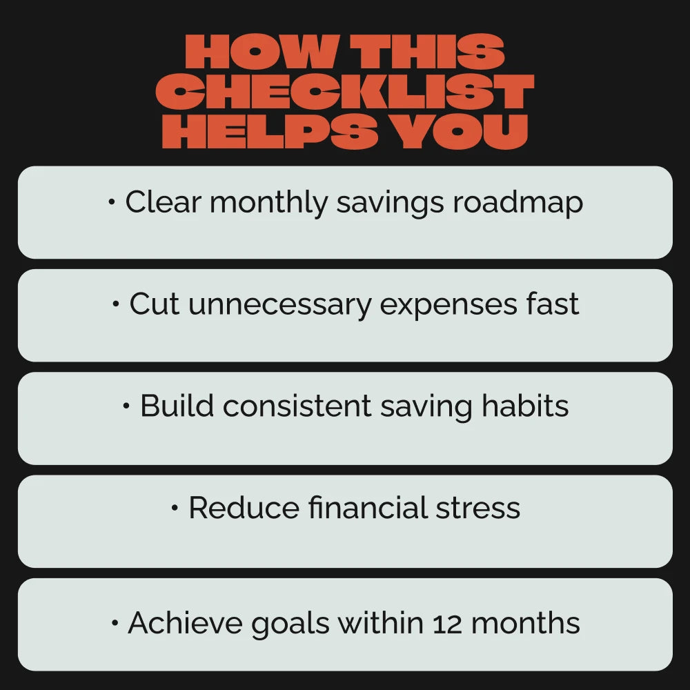 Your 12-Month Money-Saving Checklist – Best Way to Save Money in a Year, Printable Financial Planning Tracker, Budgeting & Savings Goal Planner Digital Download