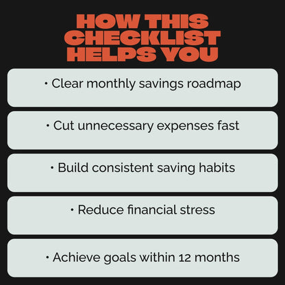 Your 12-Month Money-Saving Checklist – Best Way to Save Money in a Year, Printable Financial Planning Tracker, Budgeting & Savings Goal Planner Digital Download