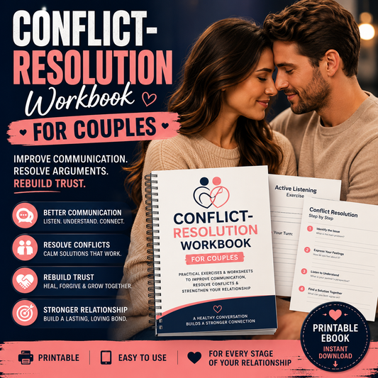 Conflict-Resolution Workbook for Couples | Printable Relationship Communication eBook | Improve Listening, Resolve Arguments, Rebuild Trust