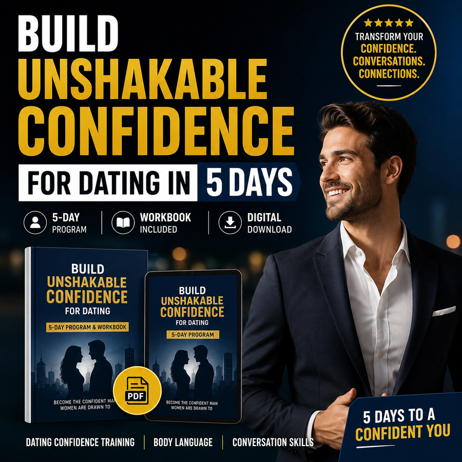 Build Unshakable Confidence for Dating in 5 Days | 5-Day Program & Workbook | Digital Download | Dating Confidence Training, Body Language & Conversation Skills