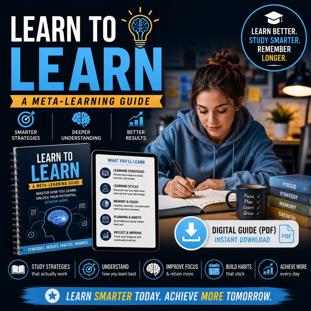 Learn to Learn: A Meta-Learning Guide | Digital Learning Guide PDF, Study Strategies eBook, Learning Style Planner