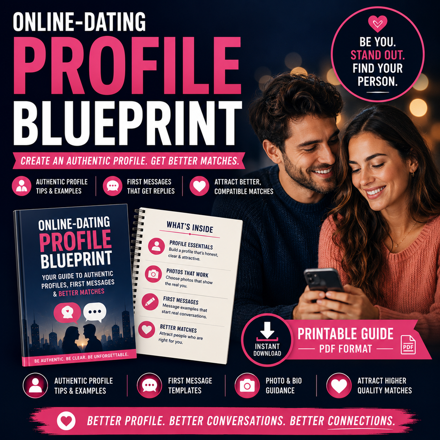 Online-Dating Profile Blueprint | Printable Guide to Authentic Dating Profiles, First Messages, and Better Matches