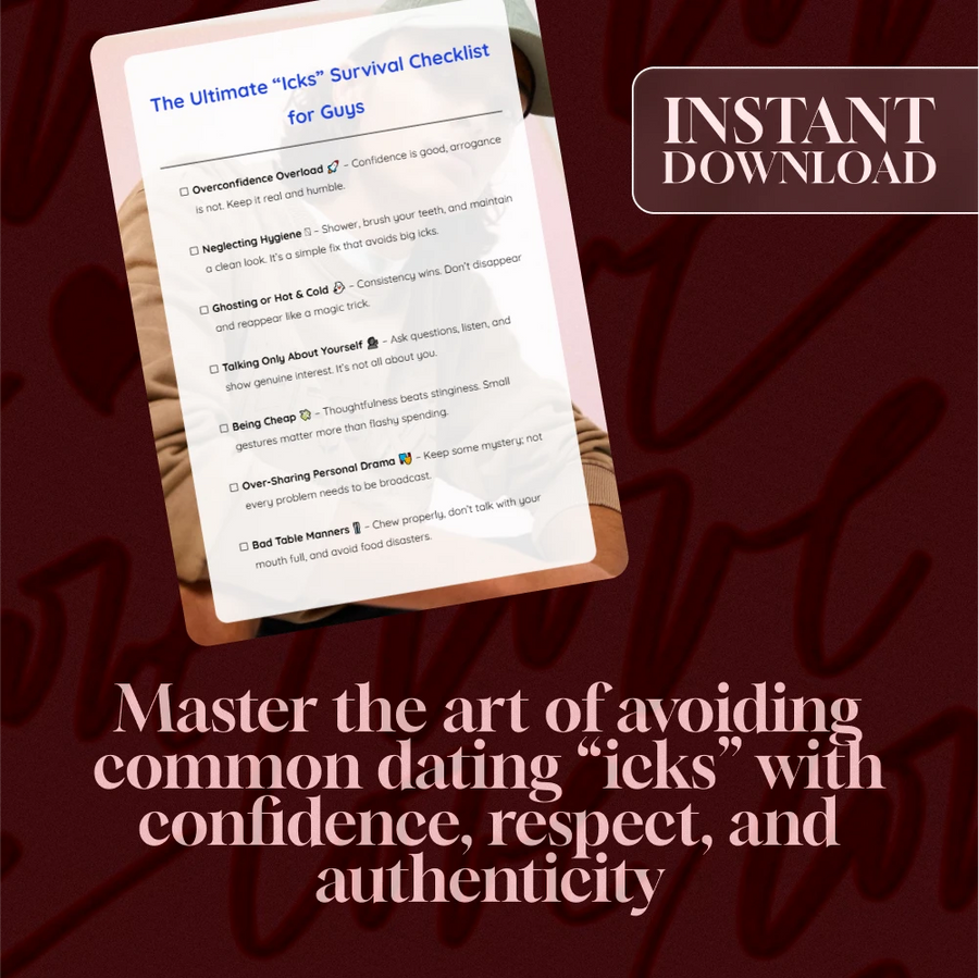 The Ultimate “Icks” Survival Checklist for Guys | Digital Download | Funny Self-Improvement Guide to Avoid Dating Icks for Guys | eBook PDF Instant Download