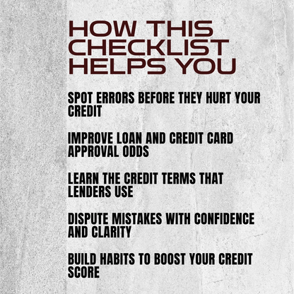 Your Credit Report Checkup Checklist | Digital Download | How Do I Check My Credit Report Guide for Annual Review & Credit Score Boost