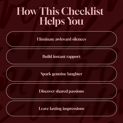 First Date Conversation Mastery Checklist: No Awkward Silences Guaranteed | Digital Download | What to Talk About on a First Date (No Awkward Silences) | Printable Dating Guide & Conversation Starters