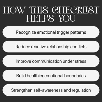 Understanding Your Triggers in Relationships – Printable Relationship Trigger Checklist | Self-Awareness & Healing Tool | How to Understand What Triggers Me in Relationships Guide