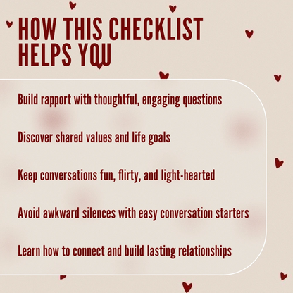 Third Date Questions Checklist: Spark Real Connection & Fun Conversations - Digital Download