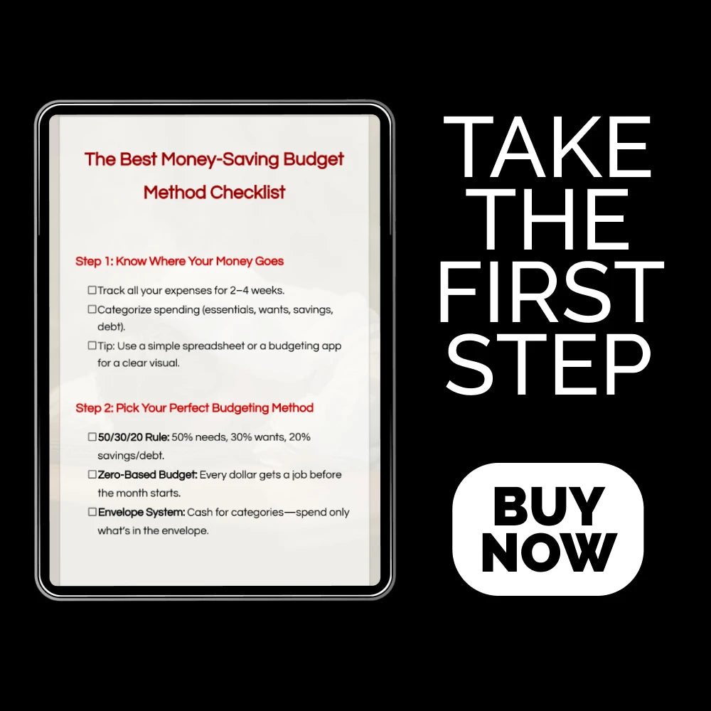 The Best Money-Saving Budget Method Checklist | Best Budgeting Method to Save Money | Printable Budget Planner Checklist | Digital Download