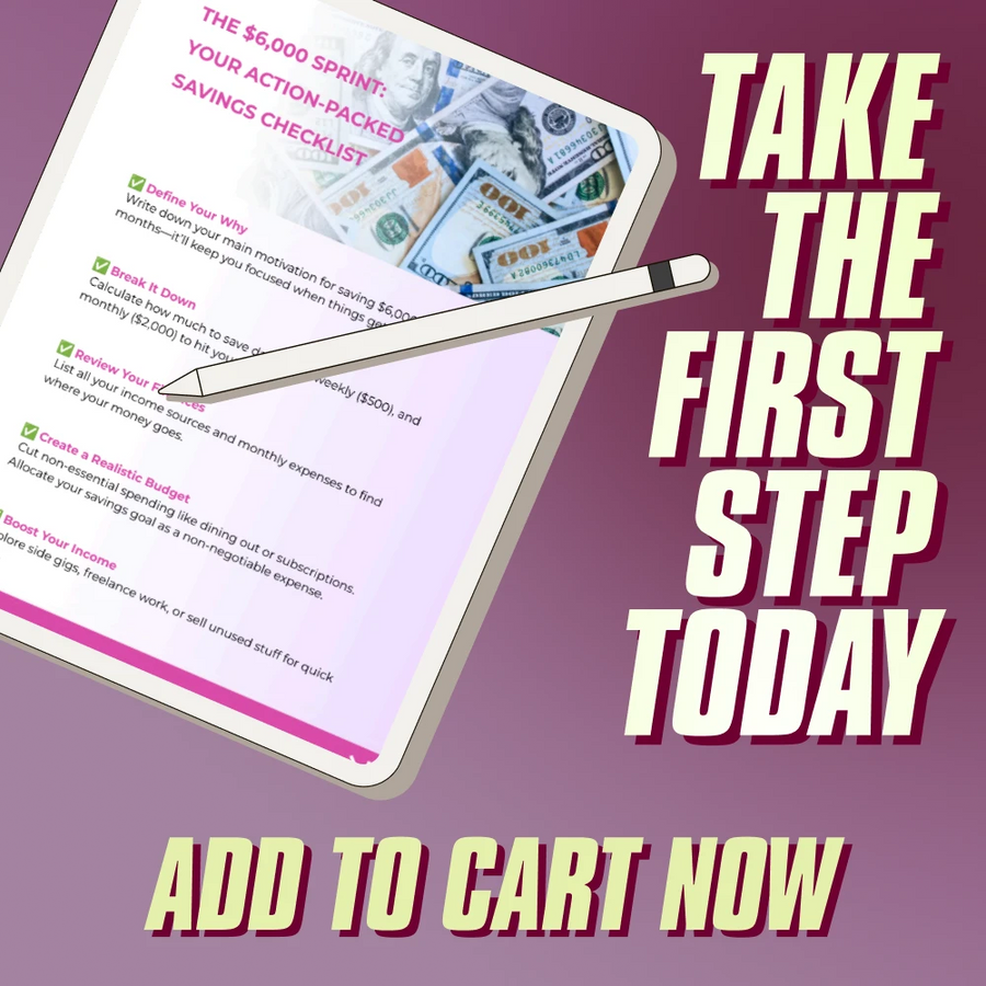 The $6,000 Sprint: Your Action-Packed Savings Checklist | How to Save $6,000 in 3 Months | Printable Financial Planner, Budget Guide, Digital Download