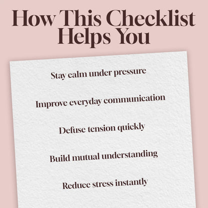 Micro-Conflict De-escalation Cheat Sheet | Digital Download Checklist for Communication, Stress Relief & Conflict Management