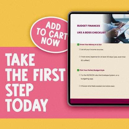 Budget Finances Like a Boss Checklist | How to Budget Your Finances | Printable Digital Budgeting Tool