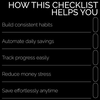 Micro-Saving Mastery Checklist | Building Micro-Saving Discipline Guide | Digital Download for Simple, Stress-Free Saving