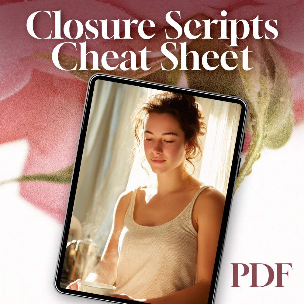 Closure Scripts Cheat Sheet | Scripts for Closure After Ghosting | Digital Download Checklist for Healing, Boundaries & Self-Reflection