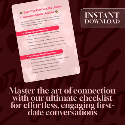 Spark That First Date: The Ultimate Conversation Starter Checklist | First Date Tips | Conversation Starters for First Dates | Dating Guide | Digital Download