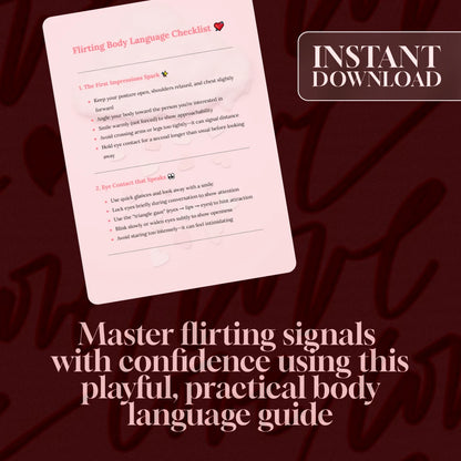 Flirting Body Language Checklist | Digital Download Guide for Confident Connections, Dating & Social Skills