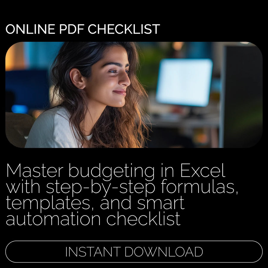 Excel Budgeting Mastery Checklist | Excel Formulas for Budgeting Guide | Digital Download Template Planner