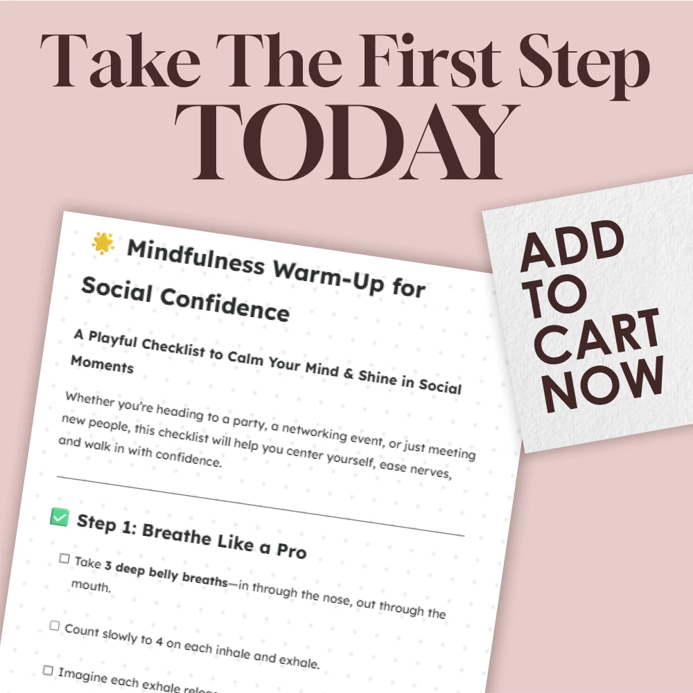 Mindfulness Warm-Up for Social Confidence | Printable Checklist | Digital Download Guide for Anxiety Relief, Social Confidence & Mindfulness eBook