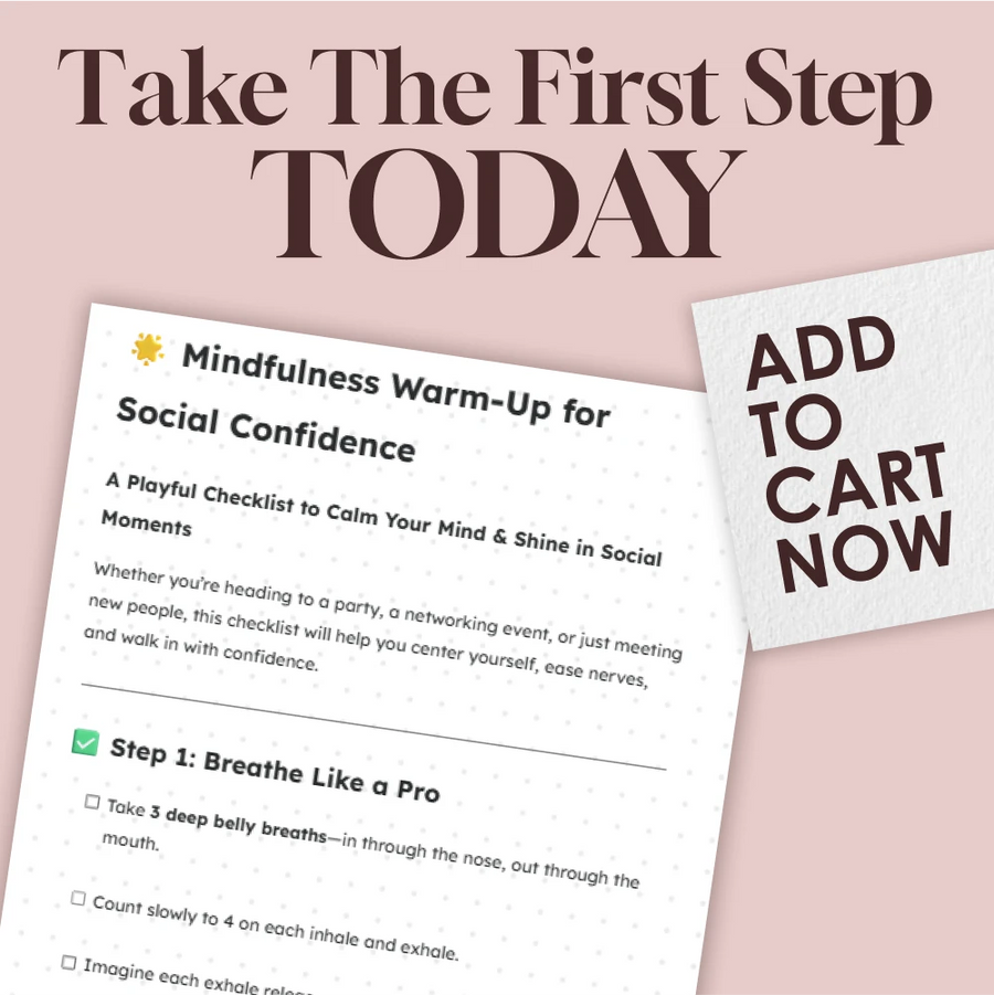 Mindfulness Warm-Up for Social Confidence | Printable Checklist | Digital Download Guide for Anxiety Relief, Social Confidence & Mindfulness eBook