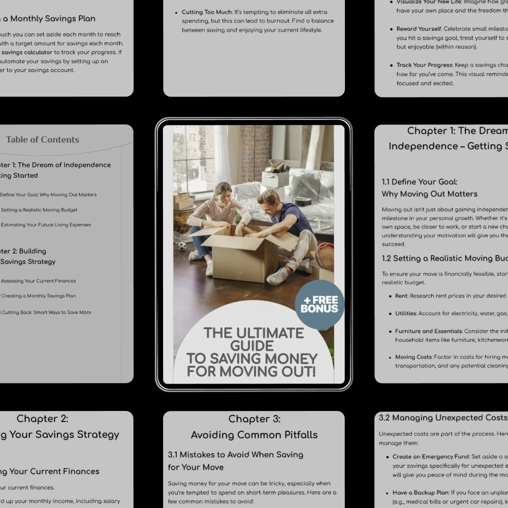 The Ultimate Guide to Saving Money for Moving Out! | Step-by-Step Budgeting and Savings Planner | Learn How to Save Money to Move Out with Confidence | Digital Download