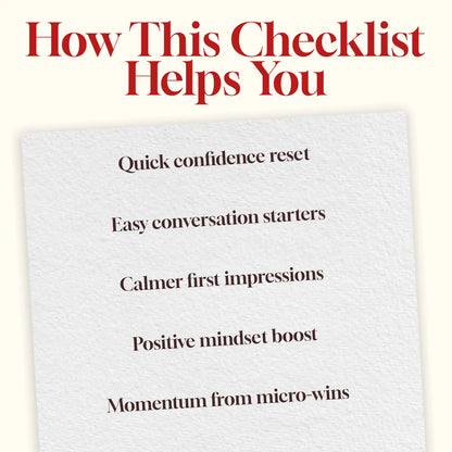 5-Minute Social Confidence Booster Checklist | Instant Digital Download | How to Build Social Confidence in 5 Minutes a Day | Printable Self-Growth Guide for Confidence and Conversations