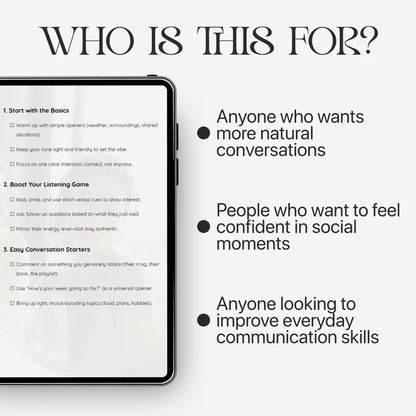 Small Talk Made Simple | Digital Download Guide for Better Conversations, Easy Social Skills, Everyday Communication Tips, Printable eBook