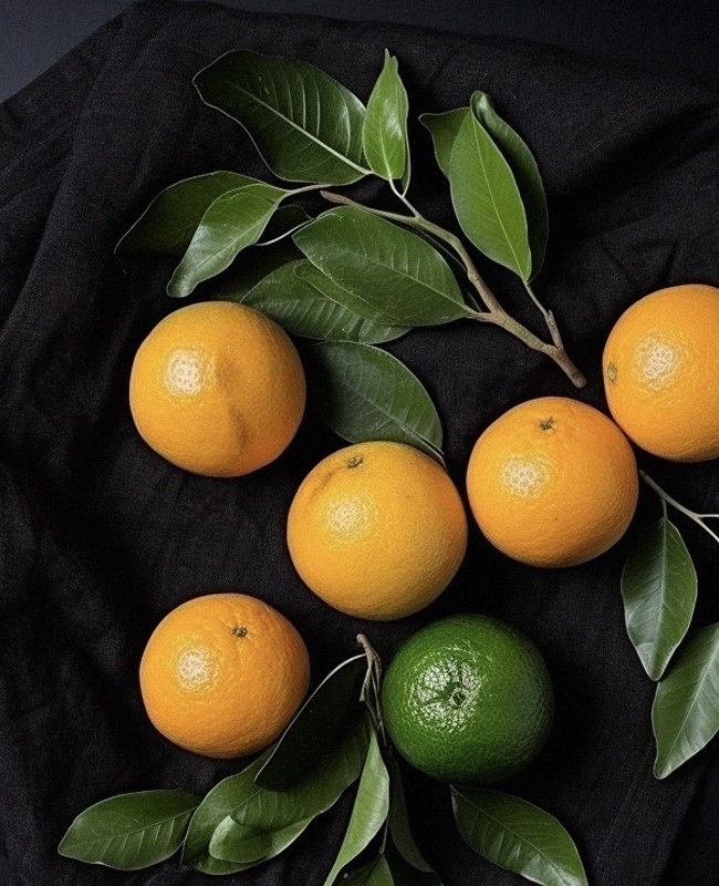 citrus fruits on black backdrop