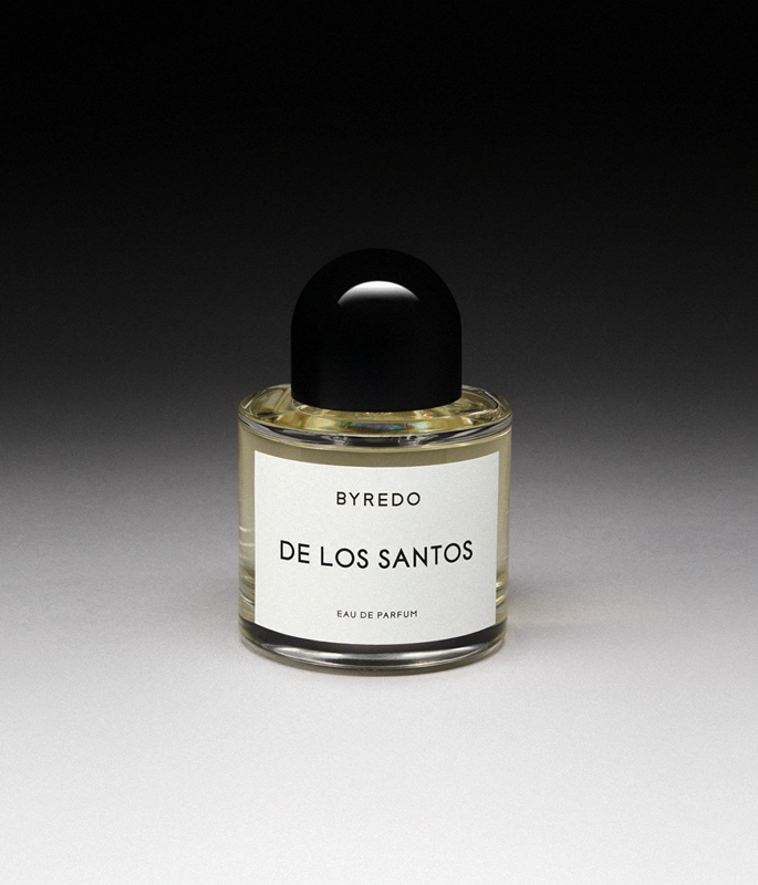Byredo perfume bottle, black and white gradient background