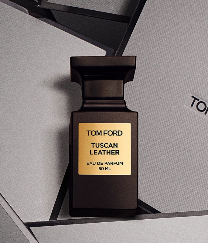 Tom Ford Tuscan Leather bottle campaign imagery