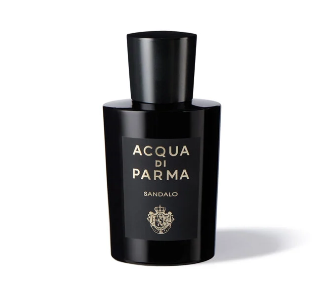 sandolo acqua di parma men's black perfume bottle with gold writing